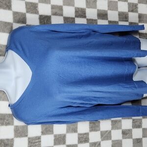 J Jill silk and cotton V-neck knit shirt medium petite mp periwinkle blue